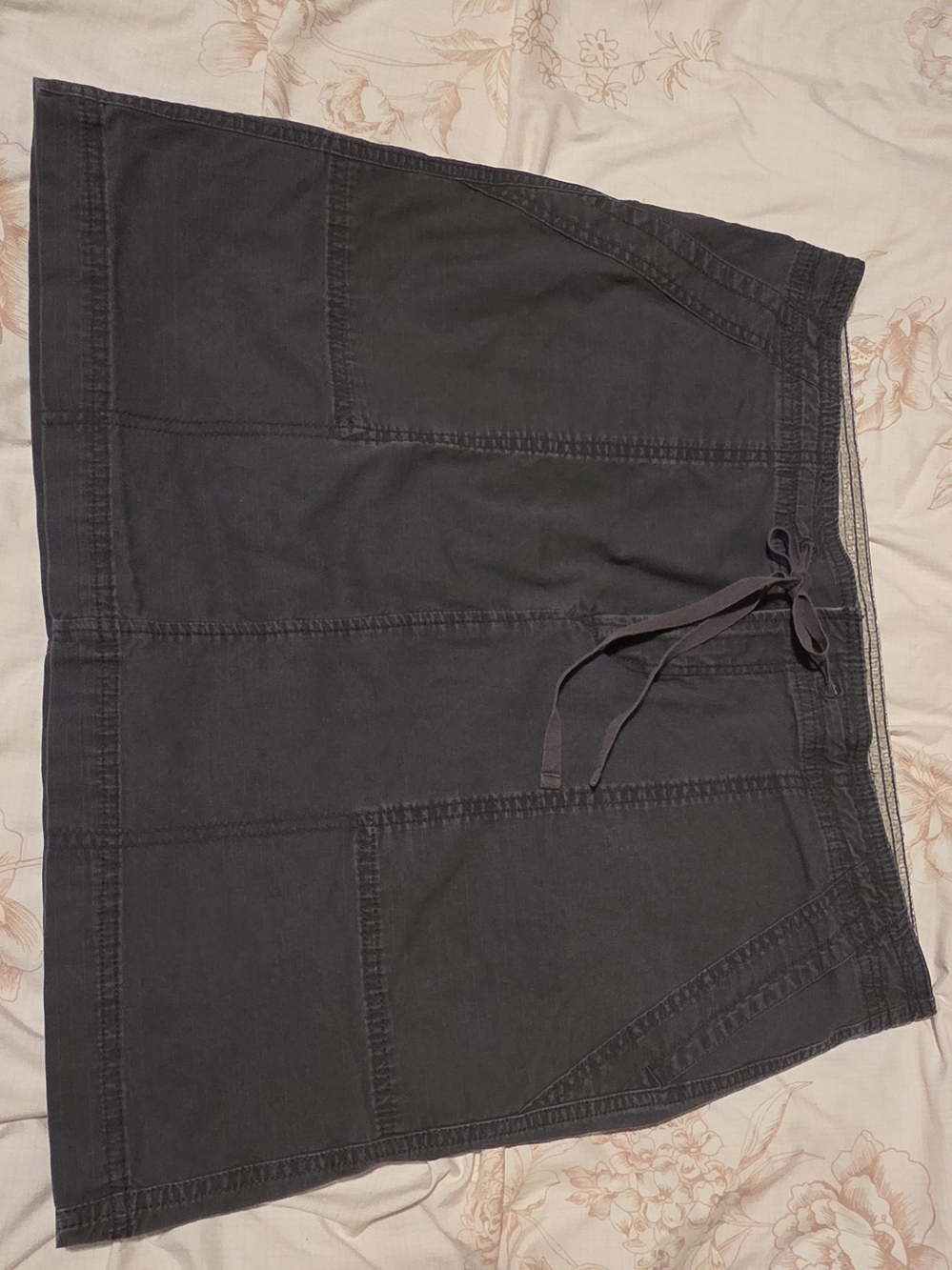 Eddie Bauer Charcoal Drawstring Mini Skirt